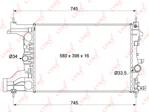 Радиатор охлаждения (технология пайки) MT LYNXauto RB-1013. Для CHEVROLET Шевролет Cruze(Круз) 1.4-1.8 09>/Orlando(Орландо) 1.8 11>, OPEL Опель Astra(Астра) J 1.4-1.8 09-15/Zafira(Зафира) B/C 1.8 11>, фото 1