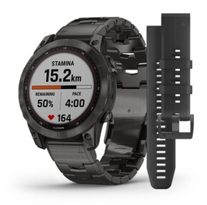 Умные часы Garmin Fenix 7 Sapphire Solar титановый серый DLC с серым титановым DLC браслетом, фото 1