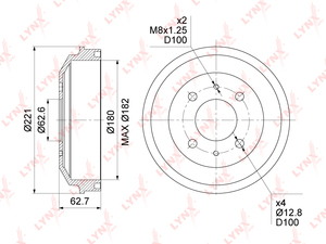Барабан тормозной (180x45) LYNXauto BM-1067. Для HYUNDAI Accent(LC) 00>, фото 1