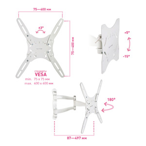 Настенный кронштейн для LED/LCD телевизоров KROMAX TECHNO-5 WHITE, фото 11
