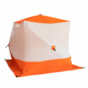 Палатка зимняя куб СЛЕДОПЫТ 2,1 х2,1 м, Oxford 210D PU 1000, S по полу 4,4 кв.м, цвет оранжевый/белый, фото 9