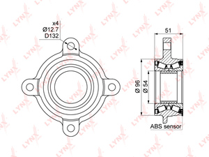 Подшипник ступицы передний с ABS LYNXauto WB-1028. Для: TOYOTA Land Cruiser Prado(120 / 150) 3.0D-4.0 02> / 4Runner 4.0-4.7 02-09, LEXUS GX460 / 470 01>, фото 1