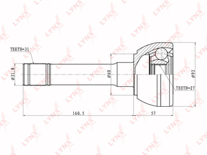 ШРУС наружный LYNXauto CO-5723. Для: NISSAN Safari/Patrol 2.8TD >97, фото 1