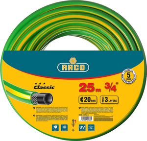 Поливочный шланг RACO Classic 3/4", 25 м, 20 атм, трёхслойный, армированный 40306-3/4-25, фото 1