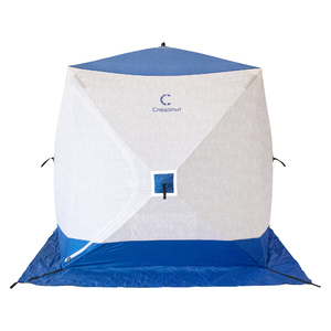 Палатка зимняя куб СЛЕДОПЫТ 1,8 х1,8 м, Oxford 210D PU 1000, S по полу 3,2 кв.м, цвет синий/белый с принтом, фото 4