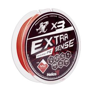 Шнур Extrasense X3 PE Red 92m 1.5/22LB 0.22mm (HS-ES-X3-1.5/22LB) Helios, фото 2