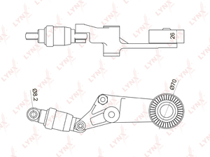 Натяжитель с роликом / приводной LYNXauto PT-3044. Для: Toyota, Тойота, Avensis(Авенсис)(T22/T25) 1.6-1.8 00-08 / Celica 1.8 99-05 / Corolla(Корола)(E110 / E120) 1.6-1.8 00-07/ RAV(РАВ) 4 II 1.8 00-05, фото 2