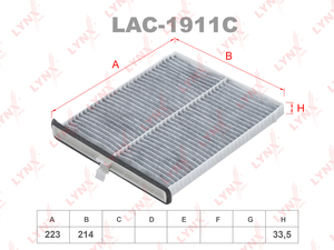 Фильтр салонный угольный LYNXauto LAC-1911C. Для: MAZDA 3(BM/BN) 13> / 6(GJ) 12> / CX-5(KE) 11>, фото 1