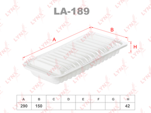 Фильтр воздушный LYNXauto LA-189. Для: TOYOTA Avensis 1.6-2.4 03> / Corolla 1.4-1.8 02>, фото 1