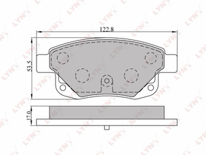 Колодки тормозные задние  LYNXauto BD-3003. Для: Ford, Форд, Transit(Транзит) 06> / Transit(Транзит) Bus 06> / Transit(Транзит) Tourneo 06>.

Длина, мм 122,8. 
Высота, мм 53,5. 
Толщина, мм 17., фото 2