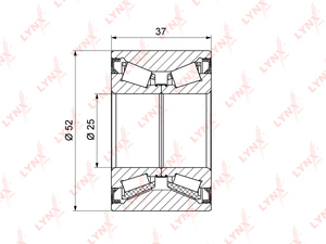 Подшипник ступицы задний (37x25x52) LYNXauto WB-1369. Для: Chevrolet, Шевроле, Aveo(Авео)(T200-55) 1.2-1.5 06> / Kalos 1.2-1.4 05> / Spark(Спарк) 1.0-1.2 10>, Daewoo, Дэу, Kalos 1.2-1.4 02>., фото 2