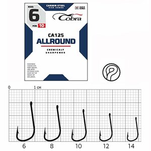 Крючки Cobra Allround STRUGER сер. CA125 разм. 014 10шт., фото 3