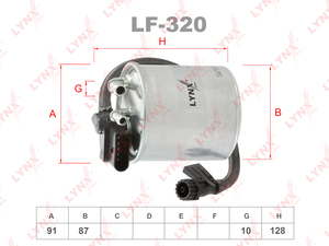 Фильтр топливный LYNXauto LF-320. Для: MERCEDES-BENZ C180D-250D(W204) 08> / E200D-300(W212) 09> / GLK200D-250D(X204) 08-15 / M250D(W166) 11-15 / Sprinter 2.2D 06> / Vito(W639) 2.2D 10>, фото 1