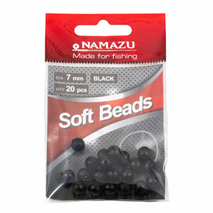 Бусина фидерная Namazu Soft Beads, PVC, d-7 мм, круглая, цв. черный (20 шт.), фото 3