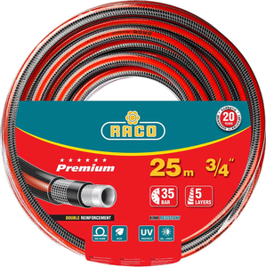 Поливочный шланг RACO Premium 3/4", 25 м, 35 атм, пятислойный, усиленный двумя слоями армирования 40300-3/4-25, фото 1