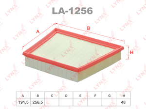 Фильтр воздушный LYNXauto LA-1256. Для JAGUAR Ягуар F-Pace 2.0-5.0, 2.0 D, 3.0 D 15-20/XE 2.0-5.0, 2.0 D 15>/XF II/Sportbrake X260 2.0, 3.0, 2.0 D, 3.0 D 15>, LAND ROVER ЛэндРовер Range Rover(Рэндж Ровер) Sport II 2.0 17>/Range Rover(Рэндж Ровер) Velar 2., фото 1