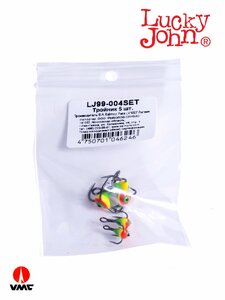 Крючок-тройник для приманок Lucky John 04SET с каплей цвет. 5шт. набор, фото 4
