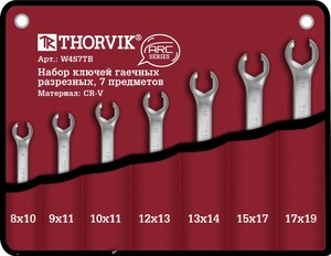 Thorvik W4S7TB Набор ключей гаечных разрезных серии ARC в сумке, 8-19 мм, 7 предметов, фото 1