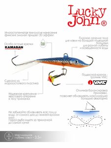 Балансир Lucky John FIN 3 + тр. 40мм/45H блистер, фото 6