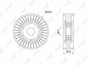 Ролик натяжного механизма / приводной LYNXauto PB-5357. Для: MERCEDES-BENZ A140-210(W168 / W169) 97-12 / B150-200(W245) 05-11 / Vaneo(W414) 1.6-1.9 02-05, фото 1