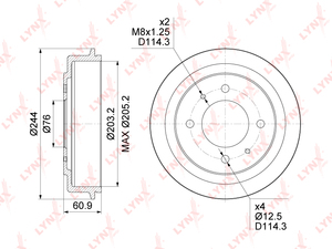 Барабан тормозной (203x47) LYNXauto BM-1071. Для HYUNDAI Хендаи Elantra(Элантра)(XD) 00>/Lantra II 95-00/Matrix 01-10, фото 1