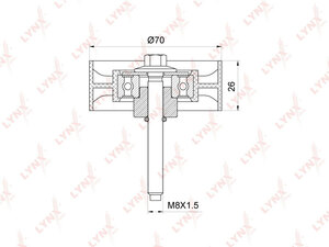 Ролик направляющий / приводной LYNXauto PB-7220. Для: Ford, Форд, Mondeo(Мондео) III-IV 1.8-2.0 00> / Galaxy(Гэлакси)/S-Max 2.0-2.3 06-15, Volvo, Вольво, S80 II 2.0-2.0D 08>., фото 2