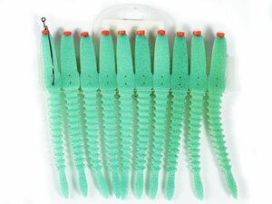 Приманки поролоновые 3D Ex WORM WGn 12см под офсетный крючок размер 1/0, 2/0, 3/0 10шт набор, фото 2