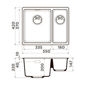 Кухонная мойка Omoikiri Kata 55-2-U-PA Artgranit/пастила, фото 2