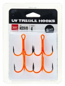 Крючки-тройники Lucky John  Orange UV LJH201 разм.K03 4 шт., фото 4