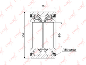 Подшипник ступицы задний с ABS (50x53,5x90) LYNXauto WB-1288. Для: MERCEDES Мерседес-BENZ GL320D-500(X164) 06> / ML280D-63(W164) 05> / R280-63(W251) 06>, фото 1