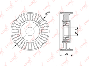 Ролик натяжного механизма / приводной LYNXauto PB-5235. Для: MERCEDES-BENZ C230-350(W203/W204) 02> / E230-500(W211/W212) 05> / G500(W463) 08> / GL450-500(X164) 06> / GLK280-350(X204) 08-15 / ML350-500(W164) 05> / S280-500(W221) 06-13 / Sprinter 3.5 06> / , фото 1