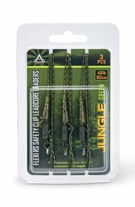Поводки карп. из ледкора Anaconda S-CLIP Jungle Green c безоп. клип. 40lb 80см 3шт., фото 2