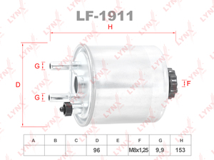 Фильтр топливный LYNXauto LF-1911. Для: RENAULT Kangoo II 1.5D 08>, фото 1