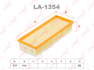 Фильтр воздушный LYNXauto LA-1354. Для: CITROEN Berlingo(MF/B9) 1.6D 05> / C2 1.6D 05> / C3 I 1.4D-1.6D 02> / C4 I 1.6D 04-11 / Xsara picasso 1.6D 04-11, PEUGEOT 1007 1.6D 07> /206 1.6D 05> / 207 1.6D 06> / 3008 1.6D 09> / 307 1.6D 04> / 308 I 1.6D 07> / , фото 1