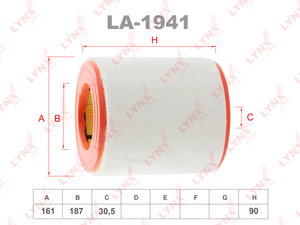 Фильтр воздушный LYNXauto LA-1941. Для: AUDI A6 2.8-3.0 10> / A7 2.8-3.0 10>, фото 1