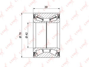 Подшипник ступицы задний (39x42x76) LYNXauto WB-1340. Для: Hyundai, Хендай Santa Fe(СантаФе)(SM) 2.0-2.7 01-06 / Tucson(Туксон)(JM) 2.0-2.7 04-10, Kia, Киа,  Sportage(Спортаж)(JE) 2.0-2.7 04>., фото 2