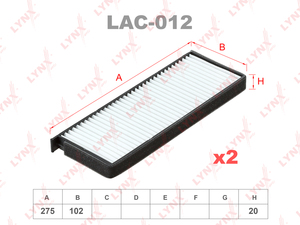 Фильтр салонный (комплект 2 шт.) LYNXauto LAC-012. Для: SSANGYONG Ссангйонг Rexton(Рекстон) 02>, фото 1