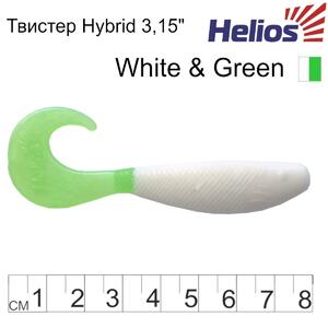 Твистер несъедоб. Hybrid 3,15"/8,0 см White & Green 30шт. (HS-14-016-N-30) Helios (0), фото 2