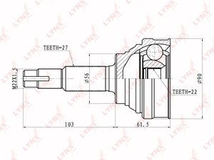 ШРУС наружный LYNXauto CO-5721. Для: NISSAN Primera(P10) 1.6-2.0D 90-96, фото 1