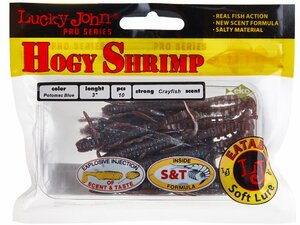 Виброхвосты съедобные LJ Pro Series HOGY SHRIMP 3.0in (07.60)/S19 10шт., фото 4