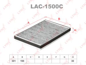 Фильтр салонный угольный LYNXauto LAC-1500C. Для: OPEL Astra G 00-05/Astra H 04> / Zafira A 99>, фото 1