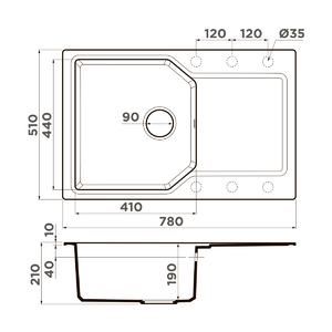Кухонная мойка Omoikiri Yonaka 78-DC Artgranit/темный шоколад, фото 2