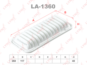 Фильтр воздушный LYNXauto LA-1360. Для: CITROEN C1 1.0 05>, DAIHATSU Sirion 1.0 05>, PEUGEOT 107 1.0 05>, SUBARU Justy 1.0 07>, TOYOTA Yaris 1.0-1.3 99>, фото 1