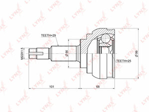 ШРУС наружный LYNXauto CO-3676. Для: NISSAN Teana(J31) 3.5 03-08 / Presage(U31) 2.5 4WD 03-09, фото 1