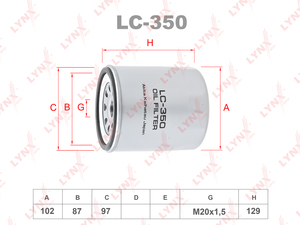 Фильтр масляный LYNXauto LC-350. Для: MITSUBISHI Canter 86>, ISUZU Campo 2.2D-2.5D >90, фото 1