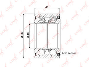 Подшипник ступицы передний (с ABS, 42/40x48x86) LYNXauto WB-1392. Для: HONDA Хонда Accord(Аккорд) VII 2.0-2.4 03> / Civic(Цивик)(FD / FK) 2.0 06> / FR-V 2.2D 05> / Oddysey(RB) 2.4 03>, фото 1