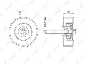 Ролик направляющий / приводной LYNXauto PB-7023. Для: Mazda, Мазда, 3(BK) 2.3T 06-09 /(BL) 2.5 09> / 6(GG/GH) 1.8-2.5 02> / CX-7 2.3-2.5 09> / MPW 2.3 02-06., фото 2