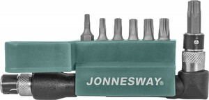 JONNESWAY S08H2S8S Комплект вставок-бит 1/4"DR TORX®, T10-T40, c Г-образным приводом, 8 предметов, фото 1