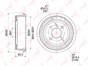 Барабан тормозной (200x53) LYNXauto BM-1015. Для: CHEVROLET Lanos 05-10, DAEWOO Espero 93-99 / Lanos 97> / Nubira 97-02, OPEL Astra F / G 91-05 / Combo 94-01 / Vectra A 88-95, фото 1