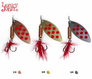 Блесна вращающиеся Lucky John SPIN X LONG 05 12,0г CR/GR/SR 3шт. набор, фото 3